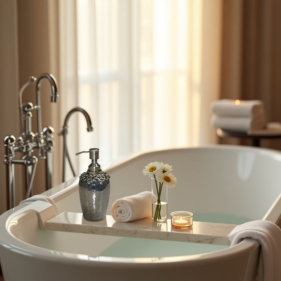 Arabesque Harmony Brass & Glass Soap Dispenser