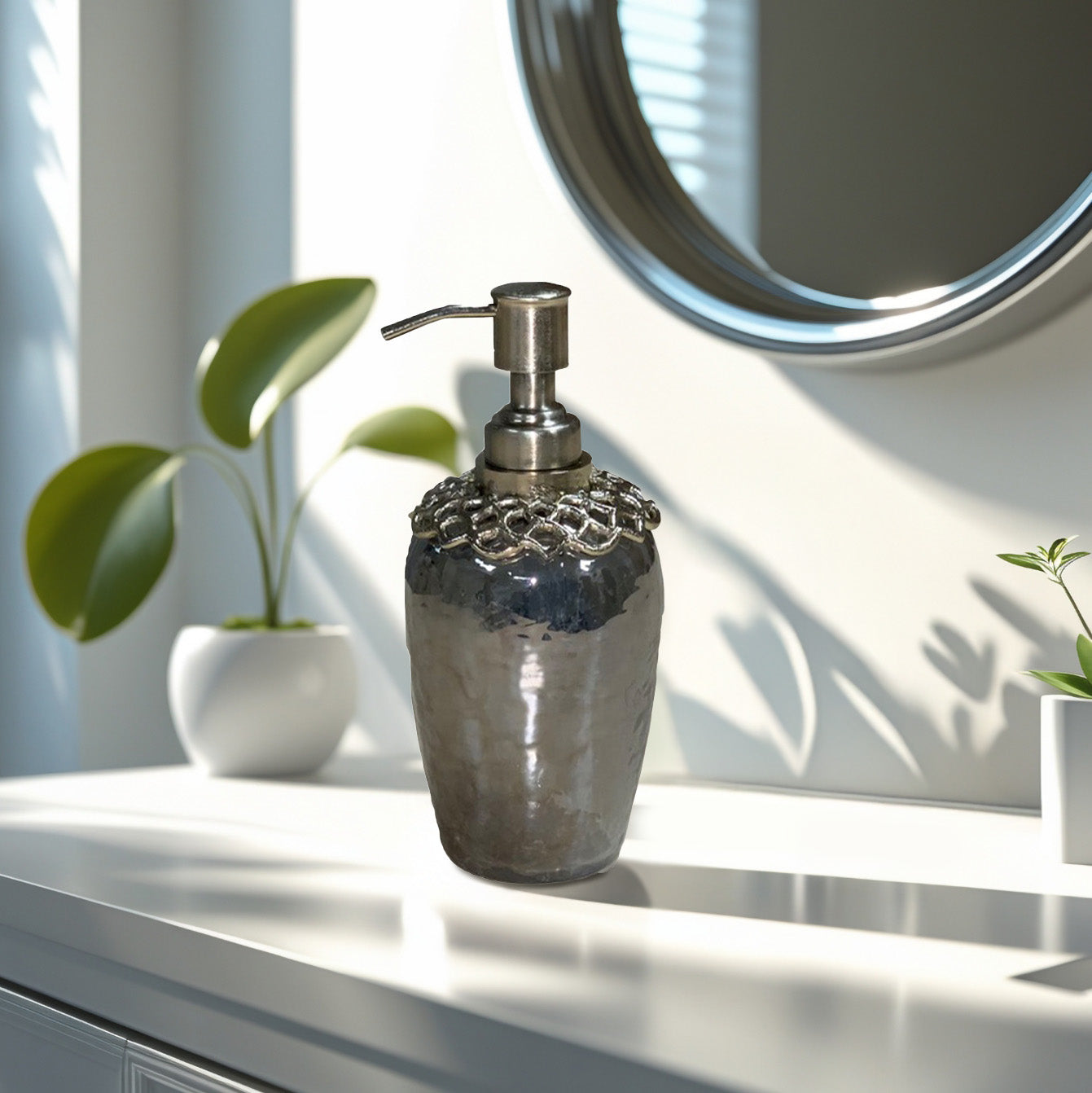 Arabesque Harmony Brass & Glass Soap Dispenser