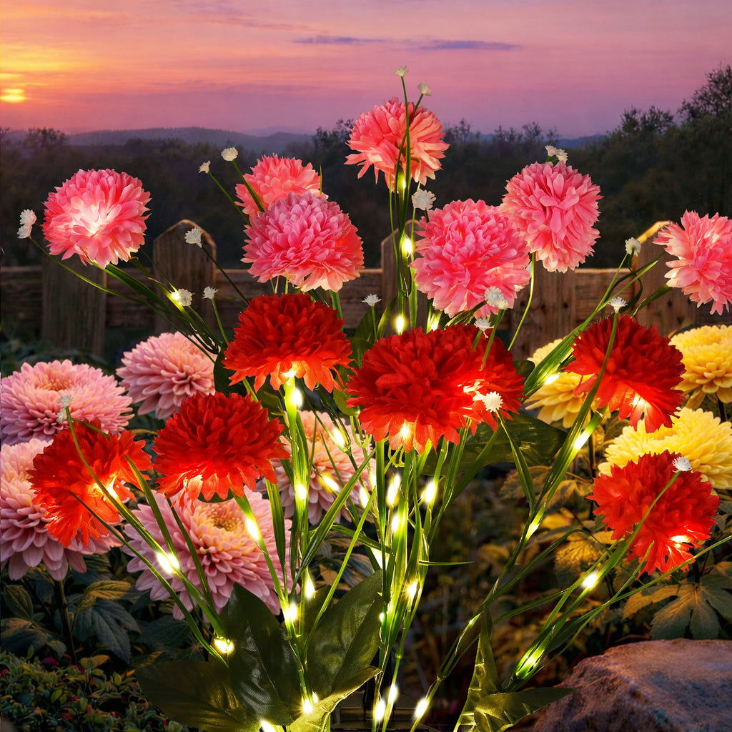 GIGALUMI Artificial Chrysanthemums Solar Lights (3&6 Pack)