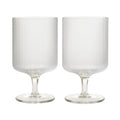 Khen Textured Clear Glass Ribbed Modern Elegant Wine Goblets | Set of 2