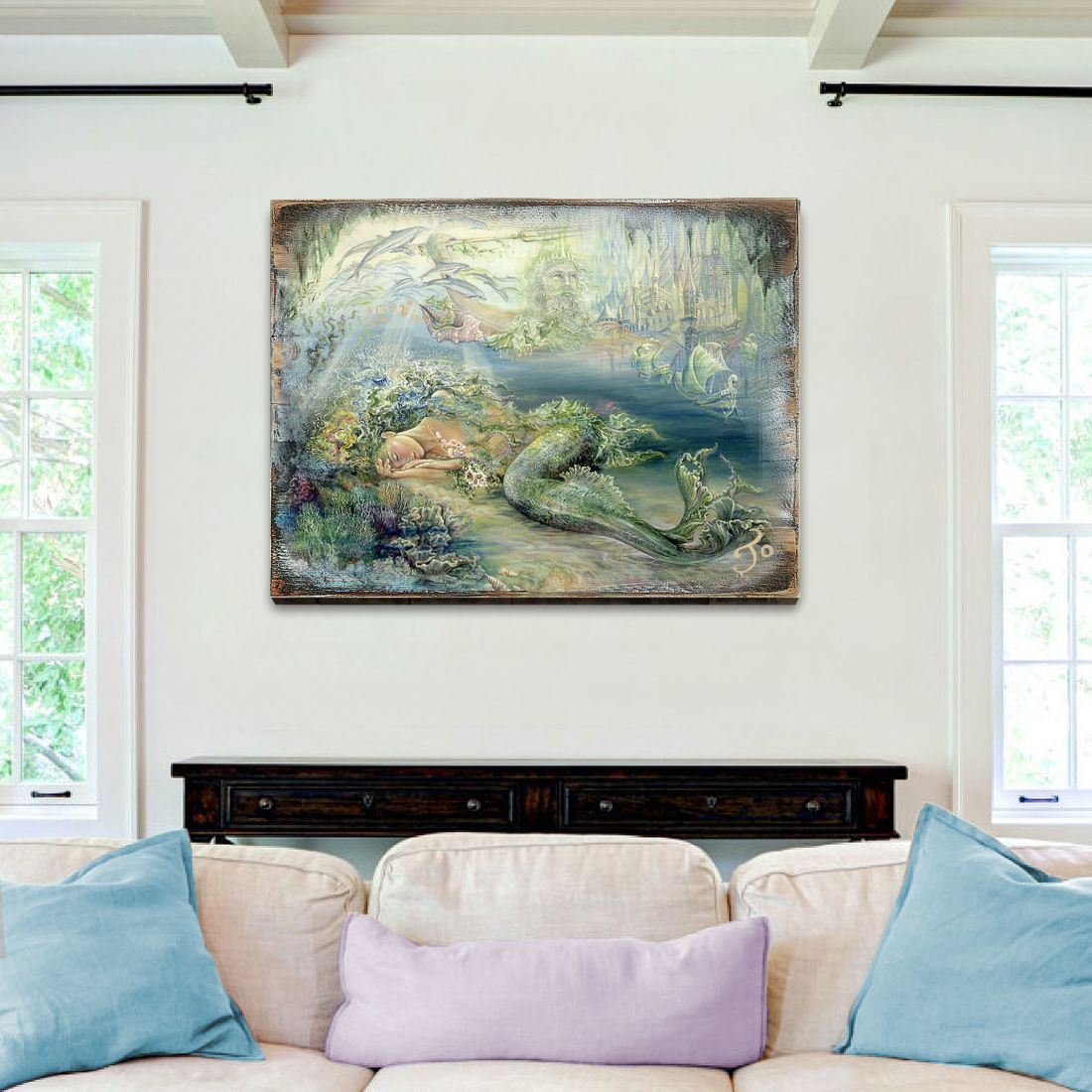 Dreams of Atlantis Fantasy Wooden Wall Art by Josephine Wall - Fantasy Décor - 852114-JW