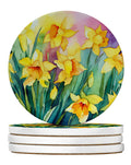 Daffodils in Watercolor Sandstone Coasters | Set of 4
