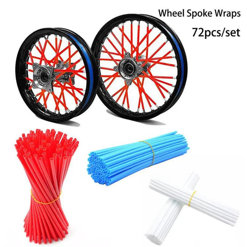 Motorcycle Wheel Spoke Wrap Kit — 72pcs, Universal Fit for Motocross & Dirt Bikes