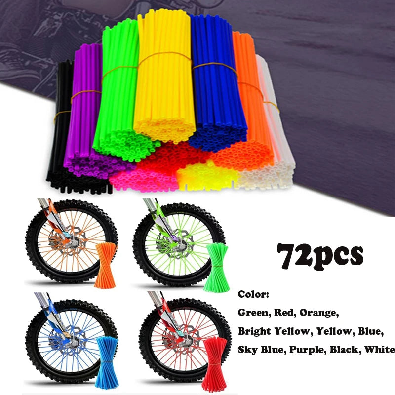 Motorcycle Wheel Spoke Wrap Kit — 72pcs, Universal Fit for Motocross & Dirt Bikes