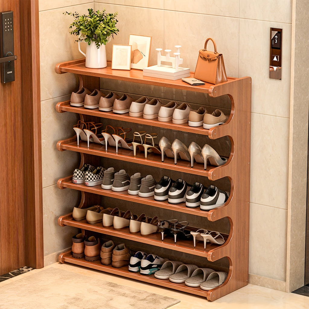 5 & 6 Tier Bamboo Shoe Rack Organizer - Wooden Shelf for Entryway & Space Saving Storage