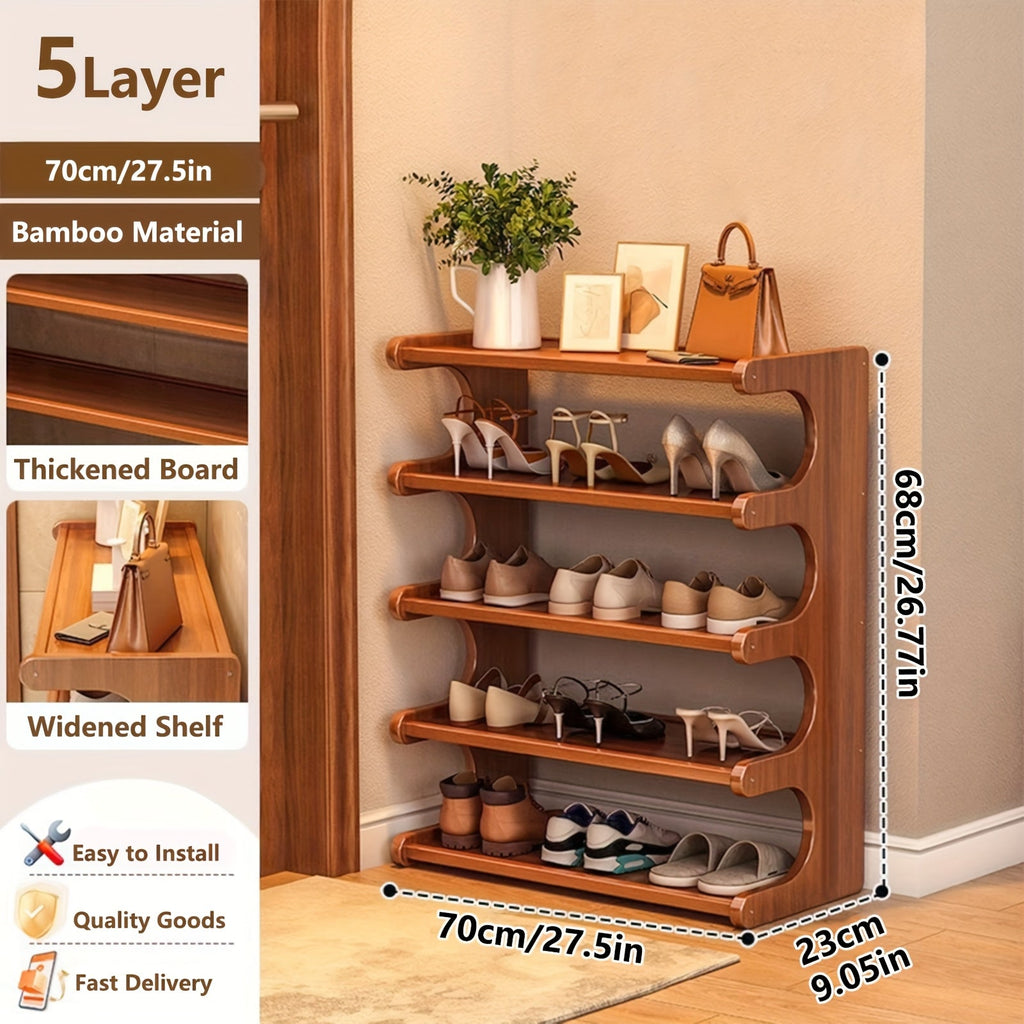 5 & 6 Tier Bamboo Shoe Rack Organizer - Wooden Shelf for Entryway & Space Saving Storage