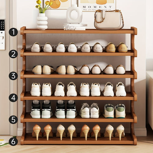 5 & 6 Tier Bamboo Shoe Rack Organizer - Wooden Shelf for Entryway & Space Saving Storage