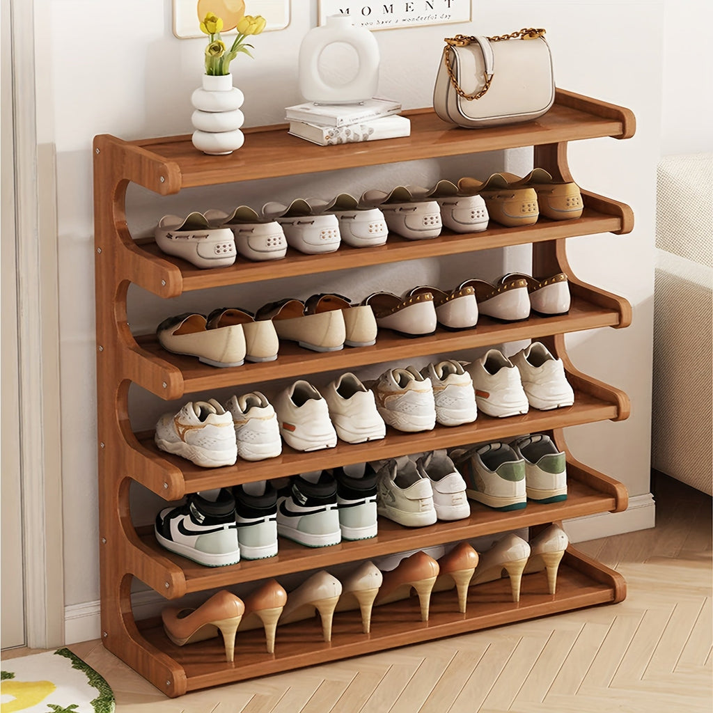 5 & 6 Tier Bamboo Shoe Rack Organizer - Wooden Shelf for Entryway & Space Saving Storage