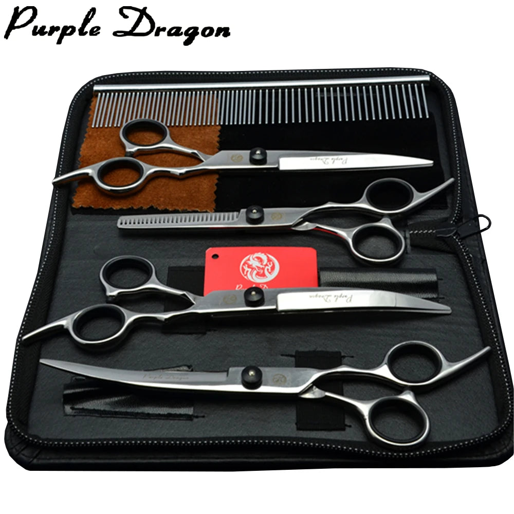 Professional Dog Grooming Scissors Set | Purple Dragon Stainless Steel