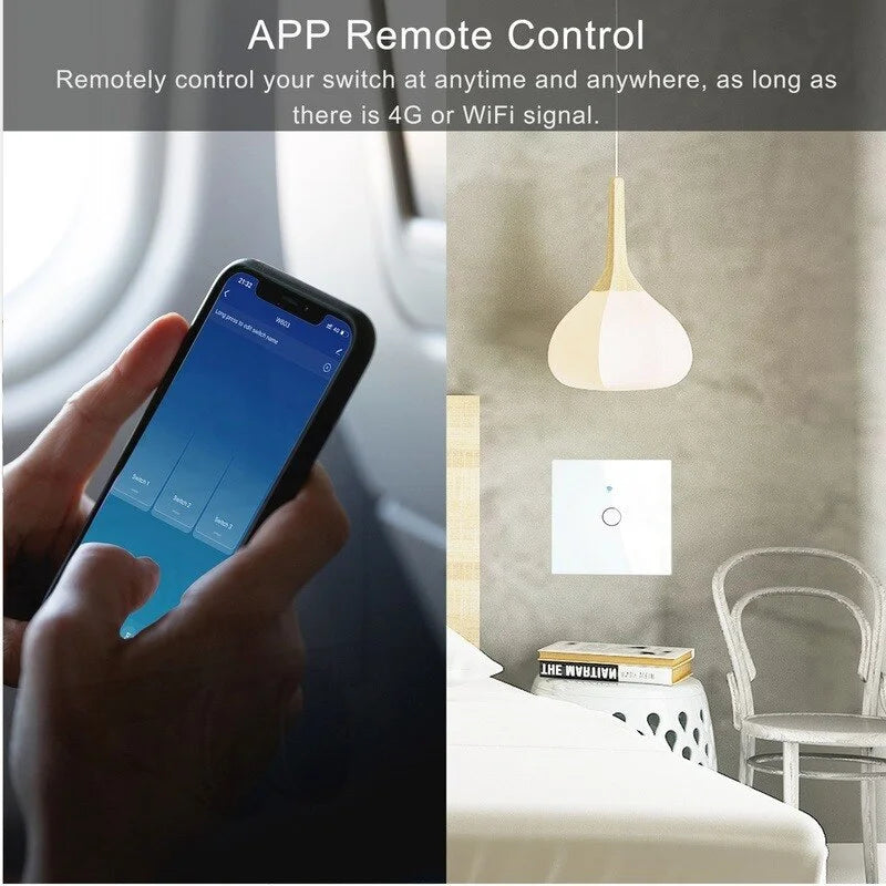 Smart WiFi Touch Light Switch — No Neutral Wire, Alexa & Google Home, RF433