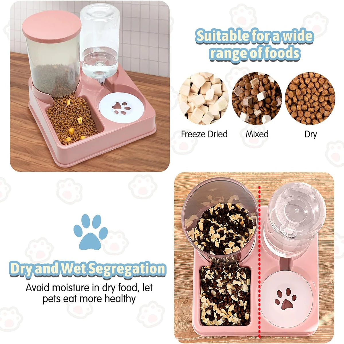 2-in-1 Automatic Pet Feeder & Water Dispenser — Gravity Food & Water Set