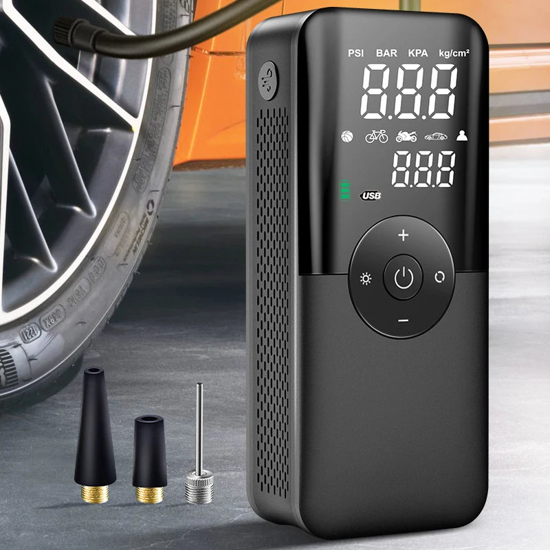 CARSUN Cordless Tire Inflator – Portable Digital Air Pump for Cars, Bikes & Balls