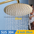 Luxury Gold Rainfall Shower Head — SUS 304 Stainless Steel, Round & Square