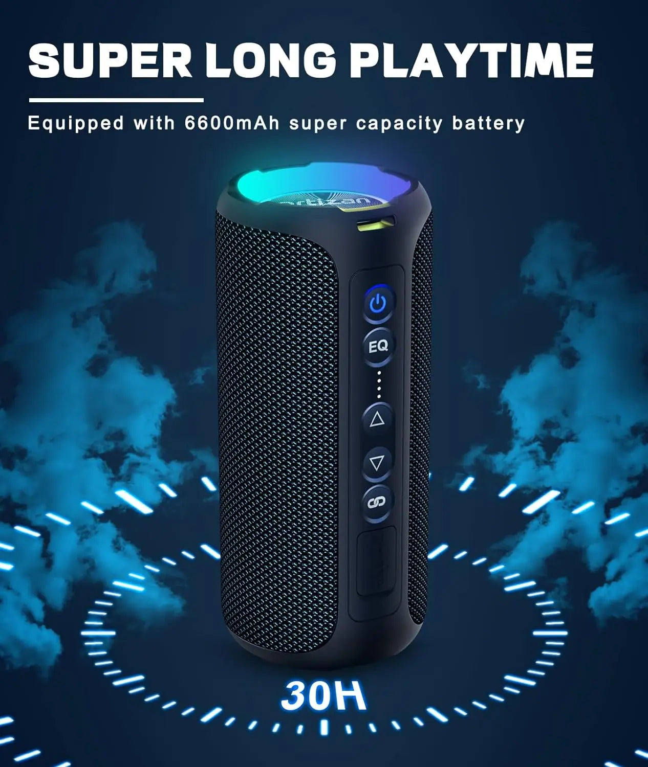Ortizan X8 Pro Bluetooth Speaker – 40W Stereo, IPX7 Waterproof, LED Lights