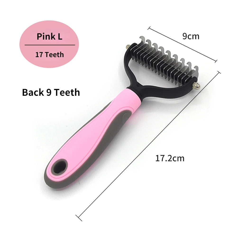 Professional Pet Deshedding Brush – Dog & Cat Hair Remover with Dematting Comb