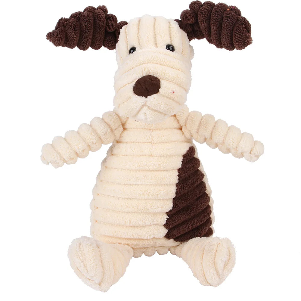 Dog Molar Chew Toy — Plush Animal Squeaky Toy for Teeth Cleaning