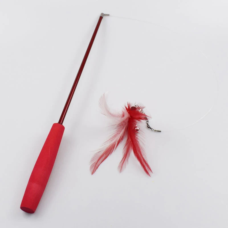 Cat Teaser Wand — Telescopic Fishing Pole Toy with 5 Refills
