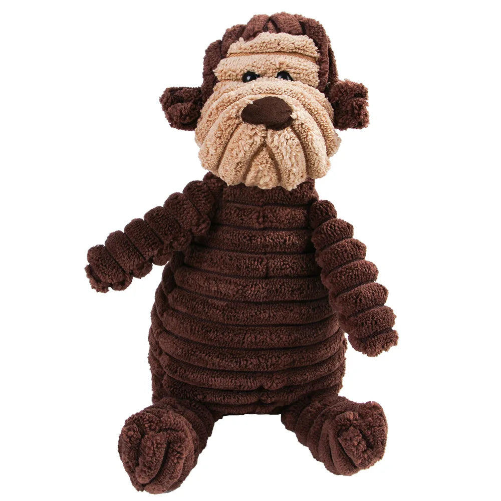 Dog Molar Chew Toy — Plush Animal Squeaky Toy for Teeth Cleaning