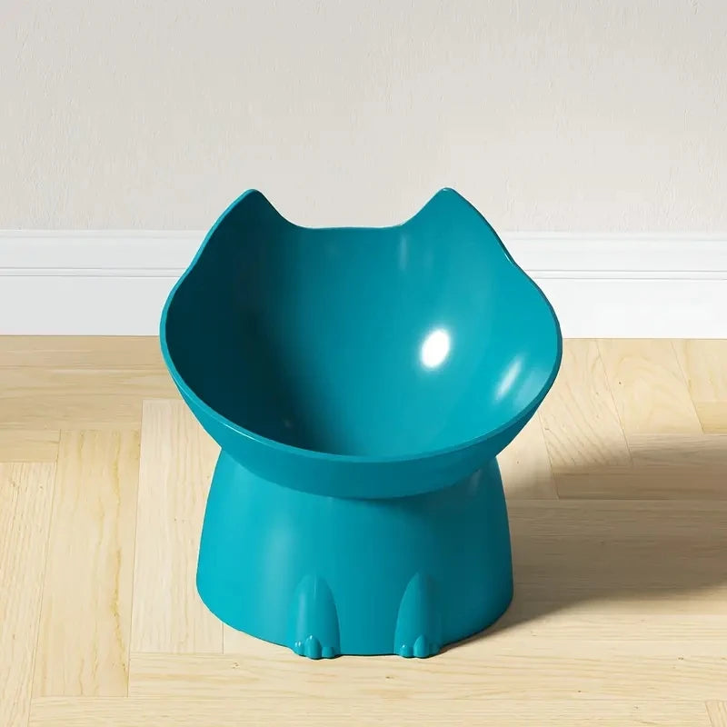 WhiskerWare Elevated Cat Bowl – Anti-Tip Raised Feeding Dish with Tilted Edge