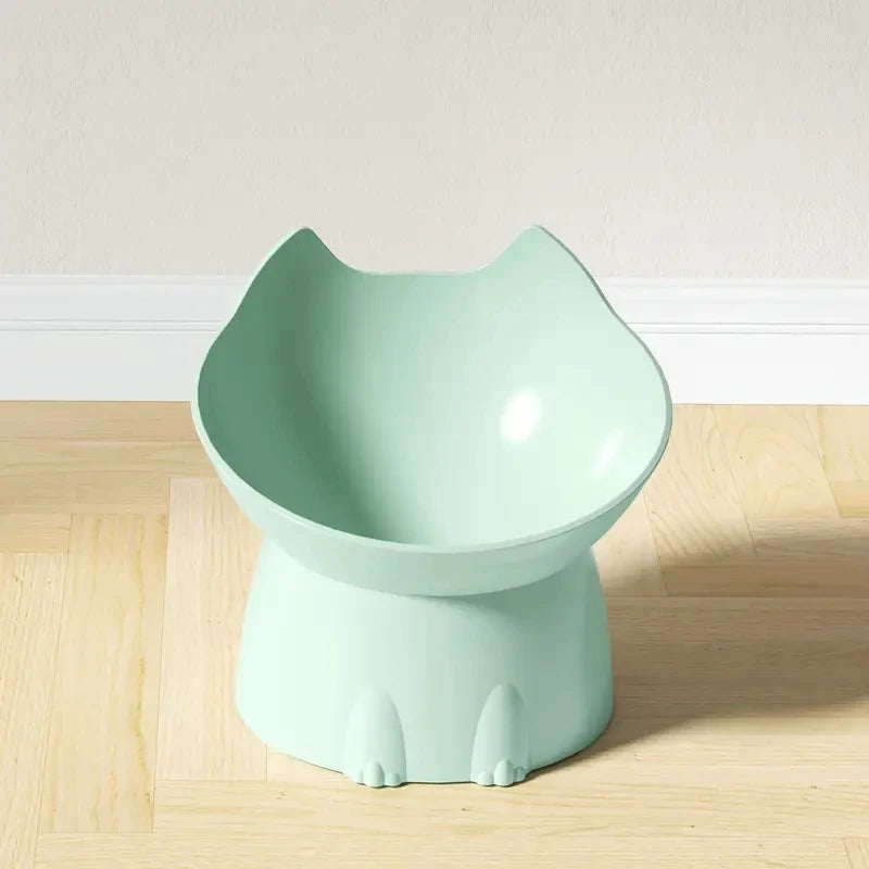 WhiskerWare Elevated Cat Bowl – Anti-Tip Raised Feeding Dish with Tilted Edge