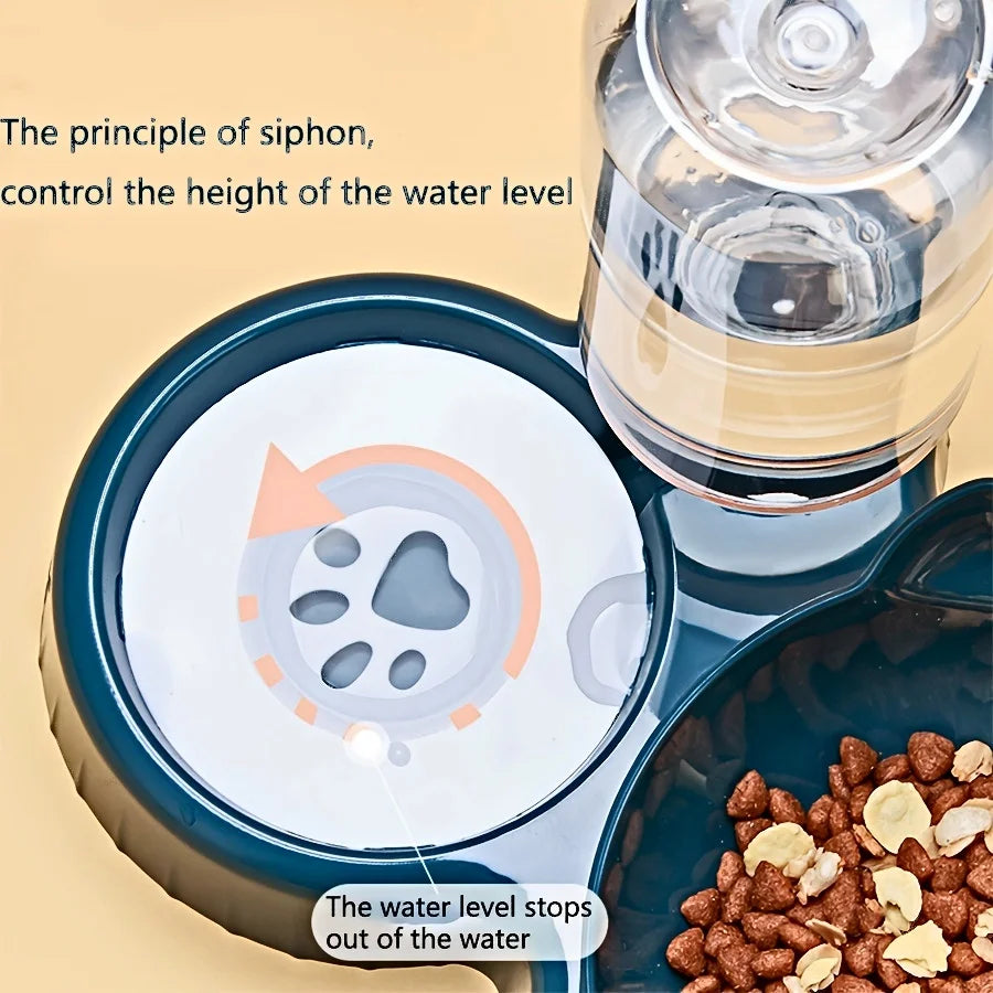 3-in-1 Cat Bowl Set – Tilted Ear Design with Gravity Water Feeder & Neck Protection