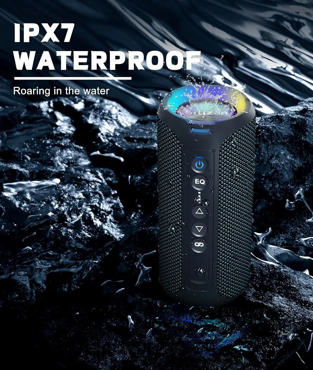 Ortizan X8 Pro Bluetooth Speaker – 40W Stereo, IPX7 Waterproof, LED Lights