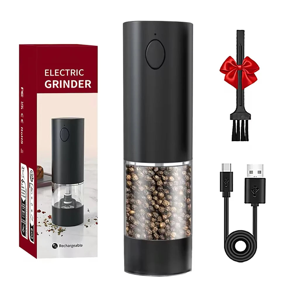 USB Rechargeable Electric Salt & Pepper Grinder | One-Handed Operation with LED Light