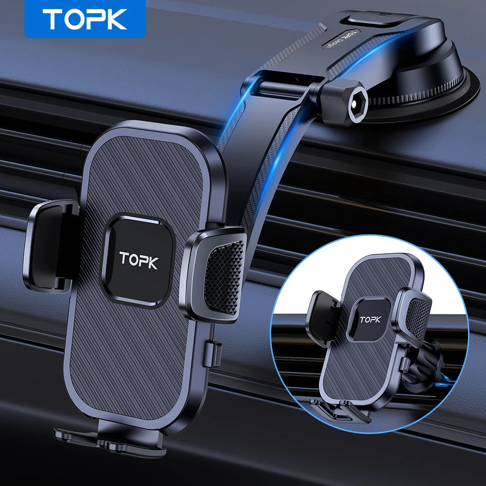 TOPK Car Phone Holder – Universal Mount for Air Vent, Dashboard & Windshield