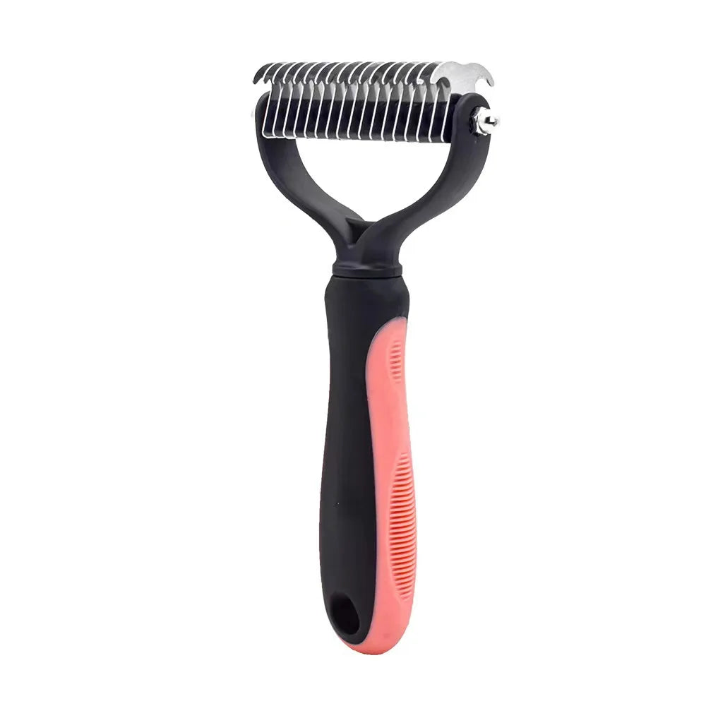 Professional Pet Deshedding Brush – Dog & Cat Hair Remover with Dematting Comb
