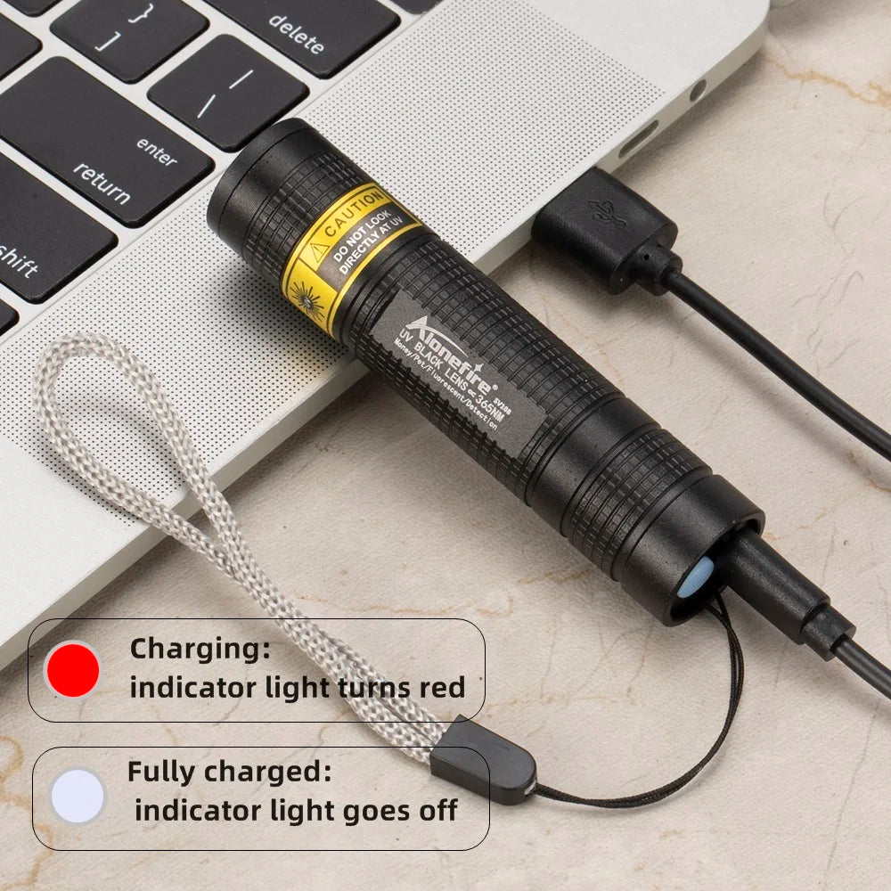 AloneFire SV108 365nm UV Blacklight Flashlight – Mini Rechargeable LED