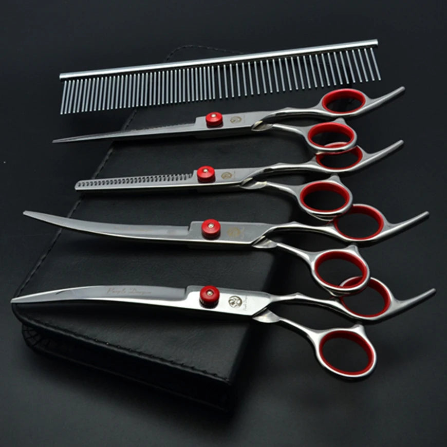Professional Dog Grooming Scissors Set | Purple Dragon Stainless Steel