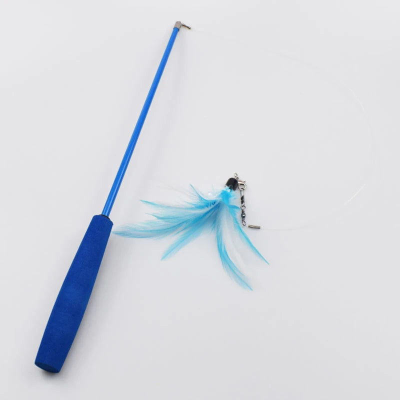 Cat Teaser Wand — Telescopic Fishing Pole Toy with 5 Refills