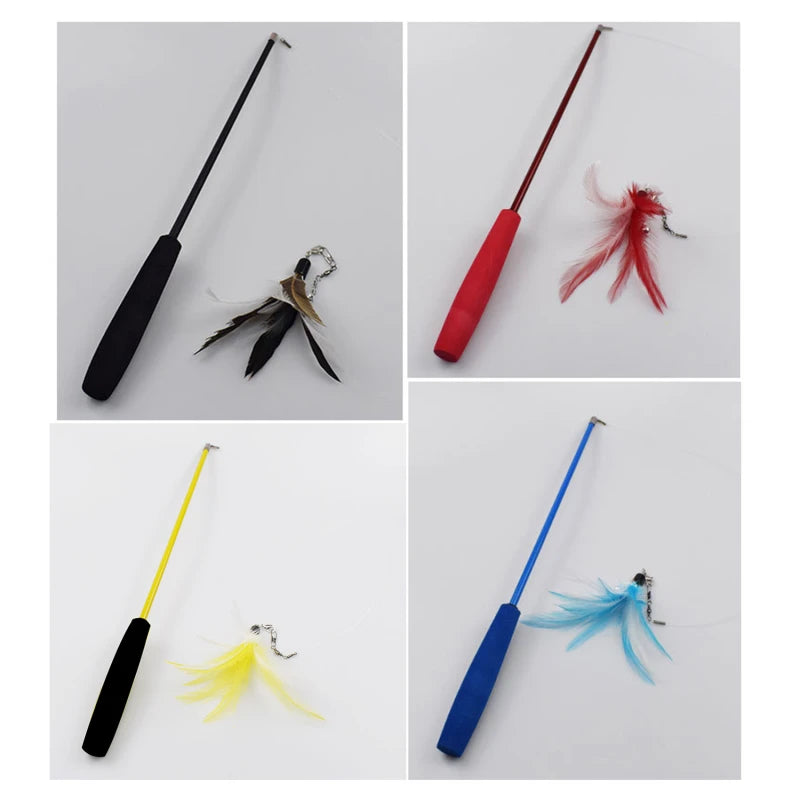 Cat Teaser Wand — Telescopic Fishing Pole Toy with 5 Refills
