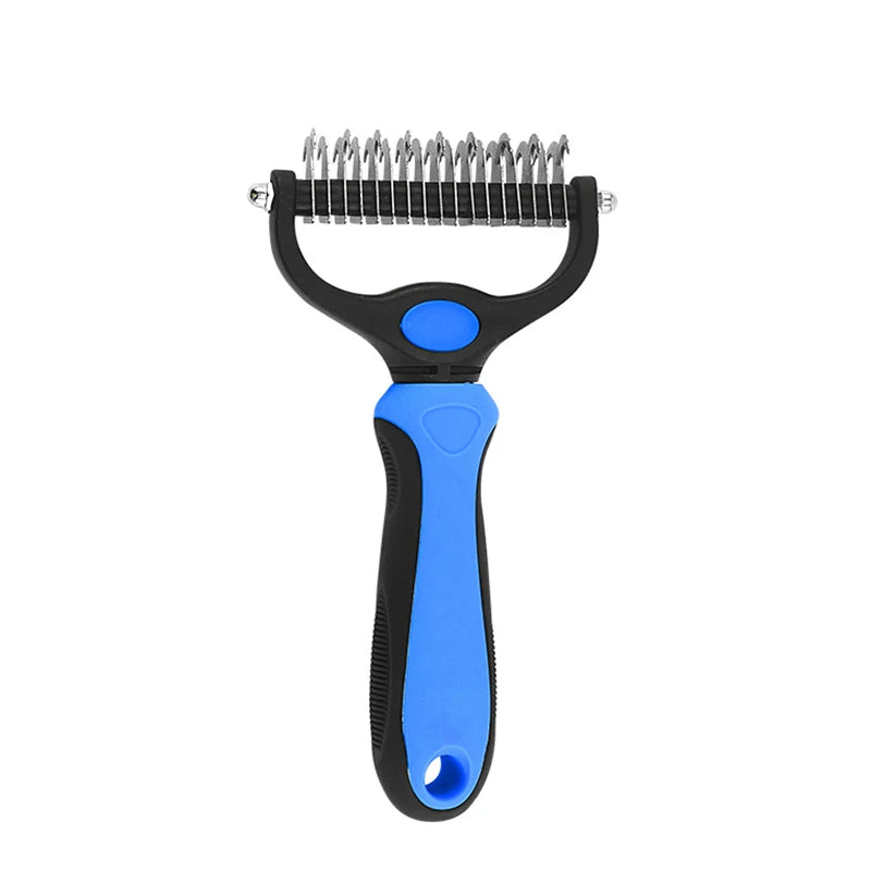 Professional Pet Deshedding Brush – Dog & Cat Hair Remover with Dematting Comb