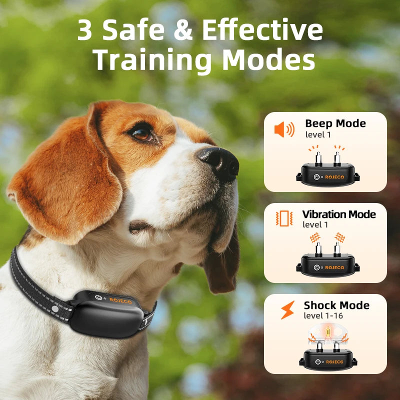 ROJECO Electric Dog Training Collar | Rechargeable, Waterproof, 1000M Remote