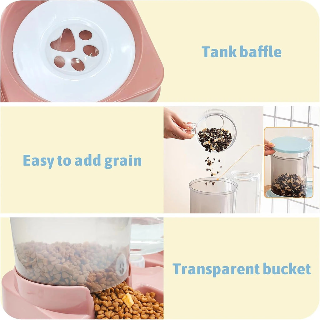 2-in-1 Automatic Pet Feeder & Water Dispenser — Gravity Food & Water Set