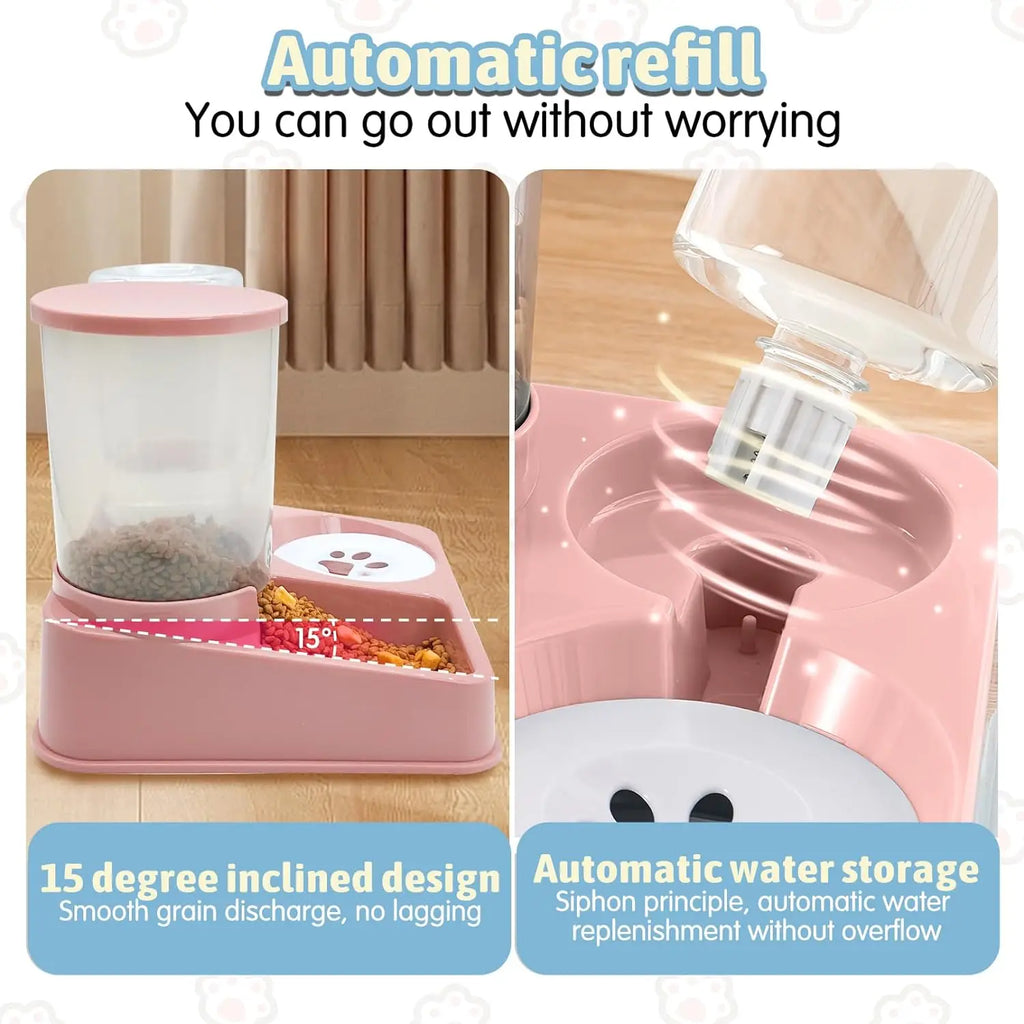 2-in-1 Automatic Pet Feeder & Water Dispenser — Gravity Food & Water Set