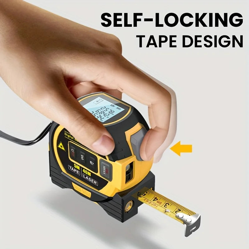 3-in-1 Laser Tape Measure | Digital Rangefinder + Steel Tape | High Precision