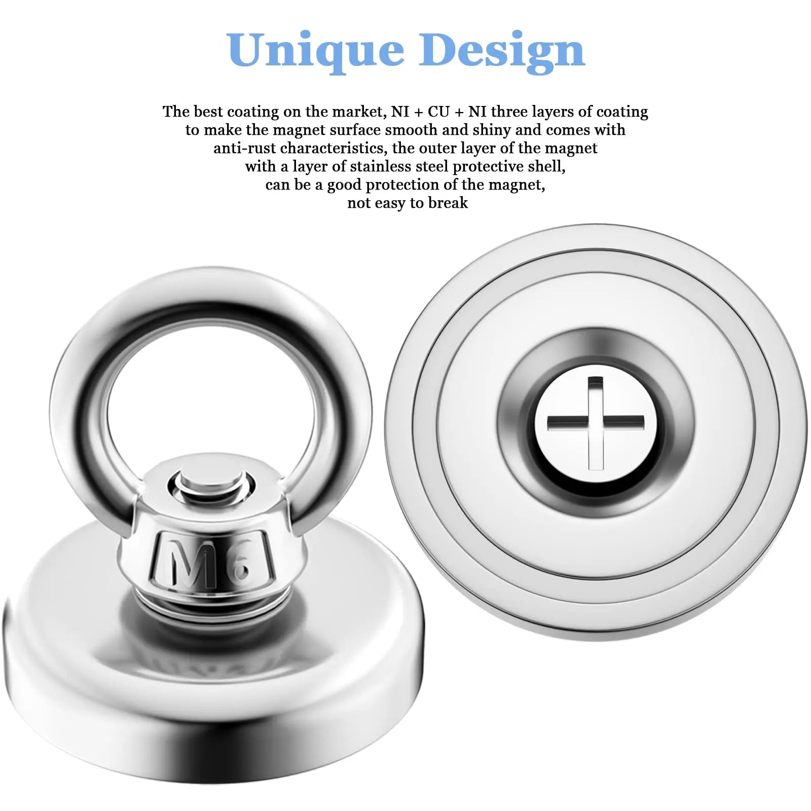 Super Strong Neodymium Fishing Magnet – Heavy Duty with Eyebolt (5kg–61kg)