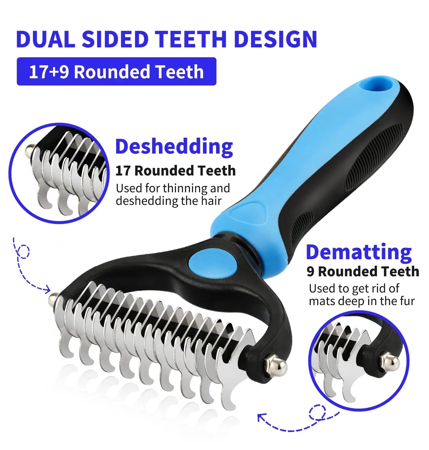 Professional Pet Deshedding Brush – Dog & Cat Hair Remover with Dematting Comb
