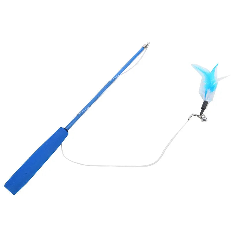 Cat Teaser Wand — Telescopic Fishing Pole Toy with 5 Refills