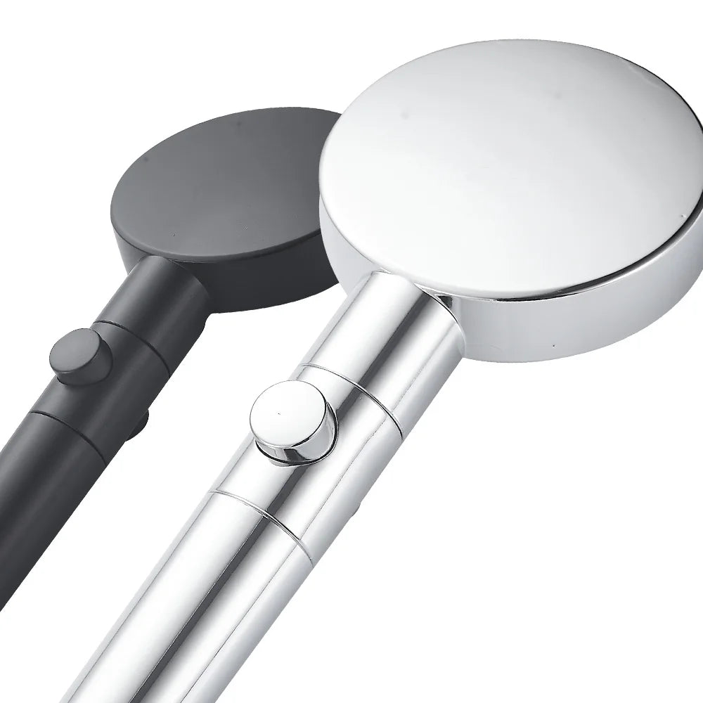 5-Function Handheld Shower Head with Stop Button — Silicone Nozzle, Easy Clean
