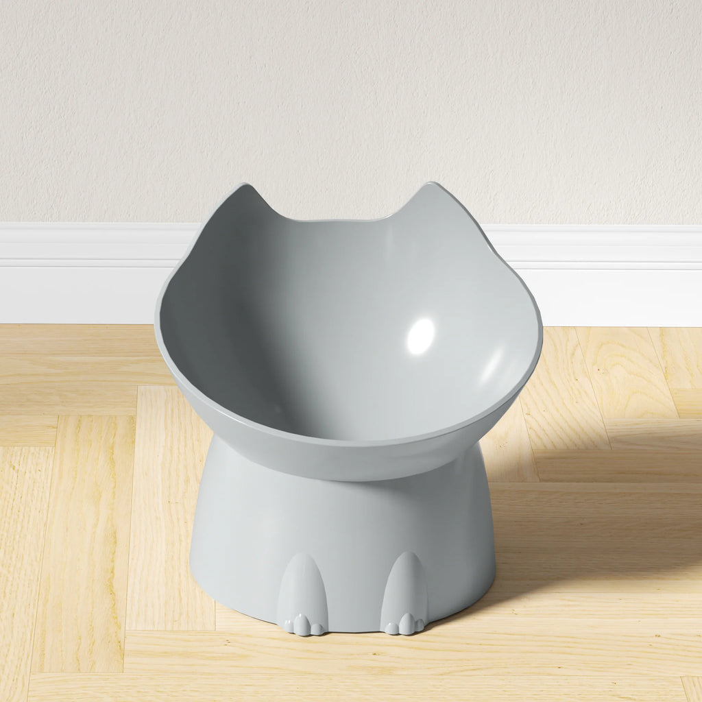 WhiskerWare Elevated Cat Bowl – Anti-Tip Raised Feeding Dish with Tilted Edge