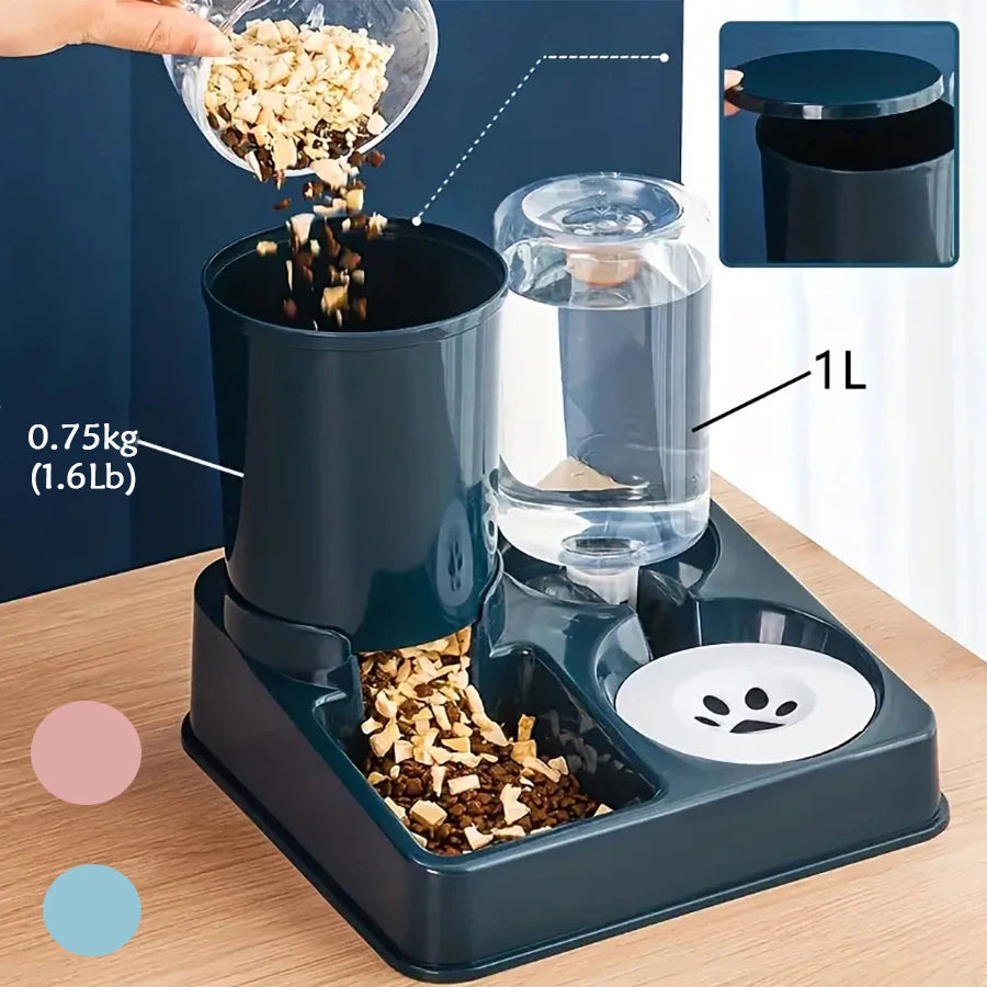 2-in-1 Automatic Pet Feeder & Water Dispenser — Gravity Food & Water Set