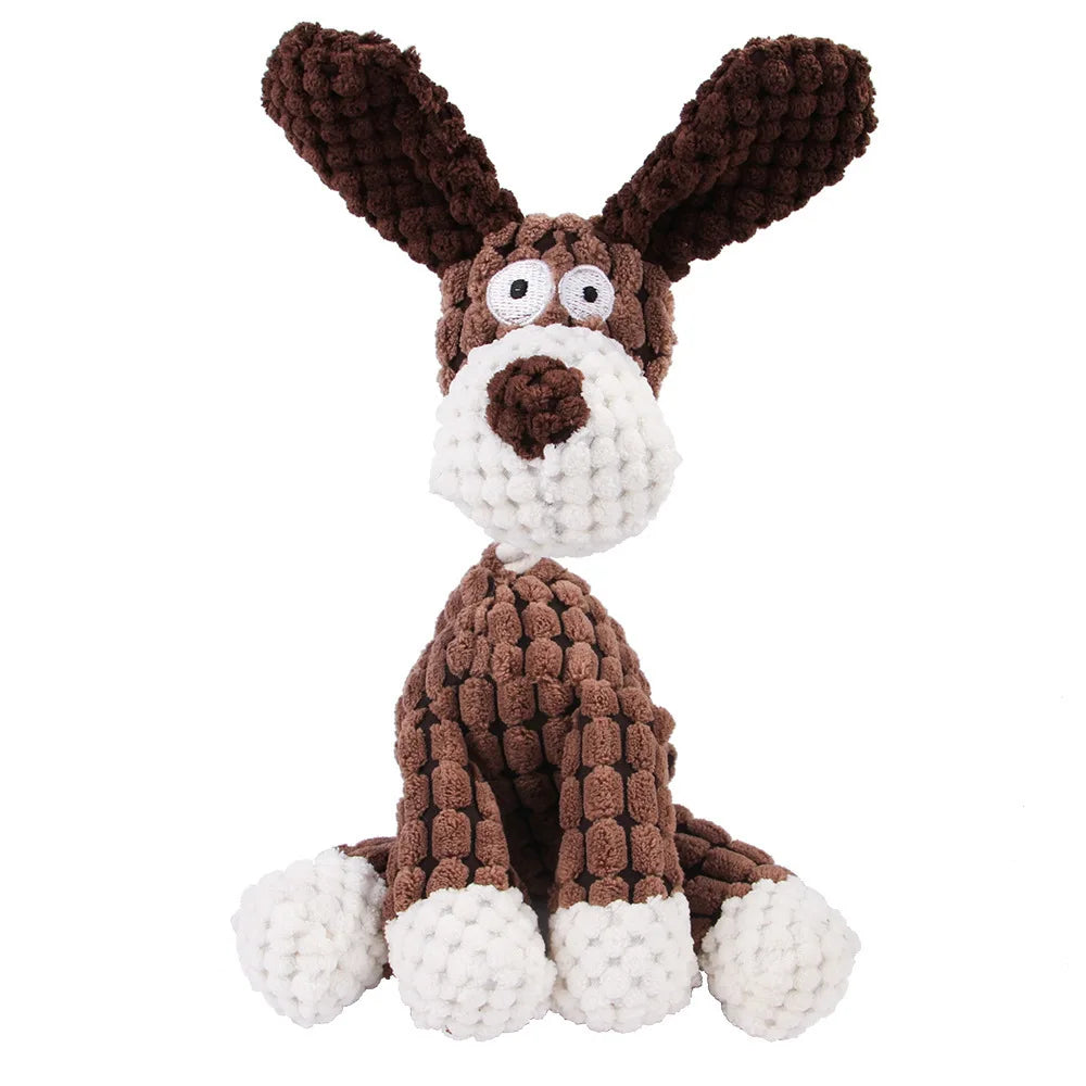 Dog Molar Chew Toy — Plush Animal Squeaky Toy for Teeth Cleaning