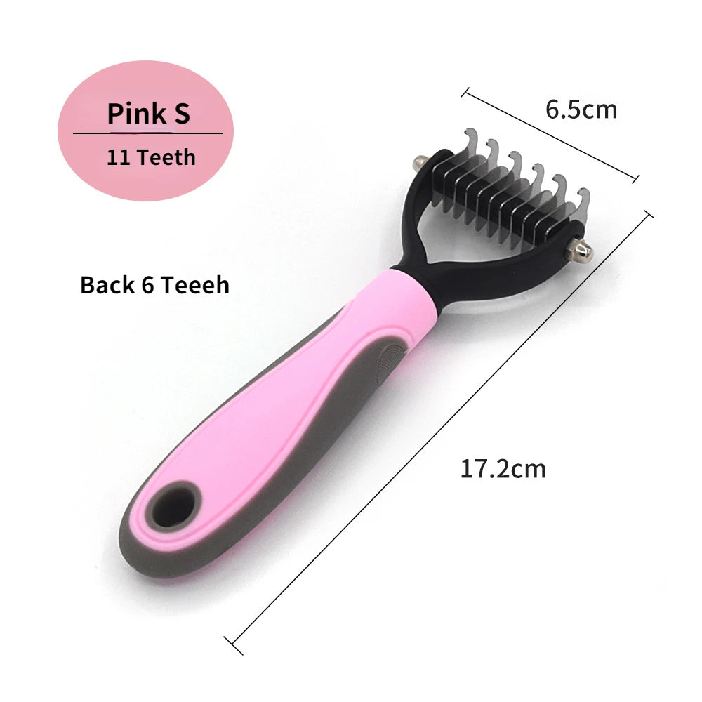 Professional Pet Deshedding Brush – Dog & Cat Hair Remover with Dematting Comb