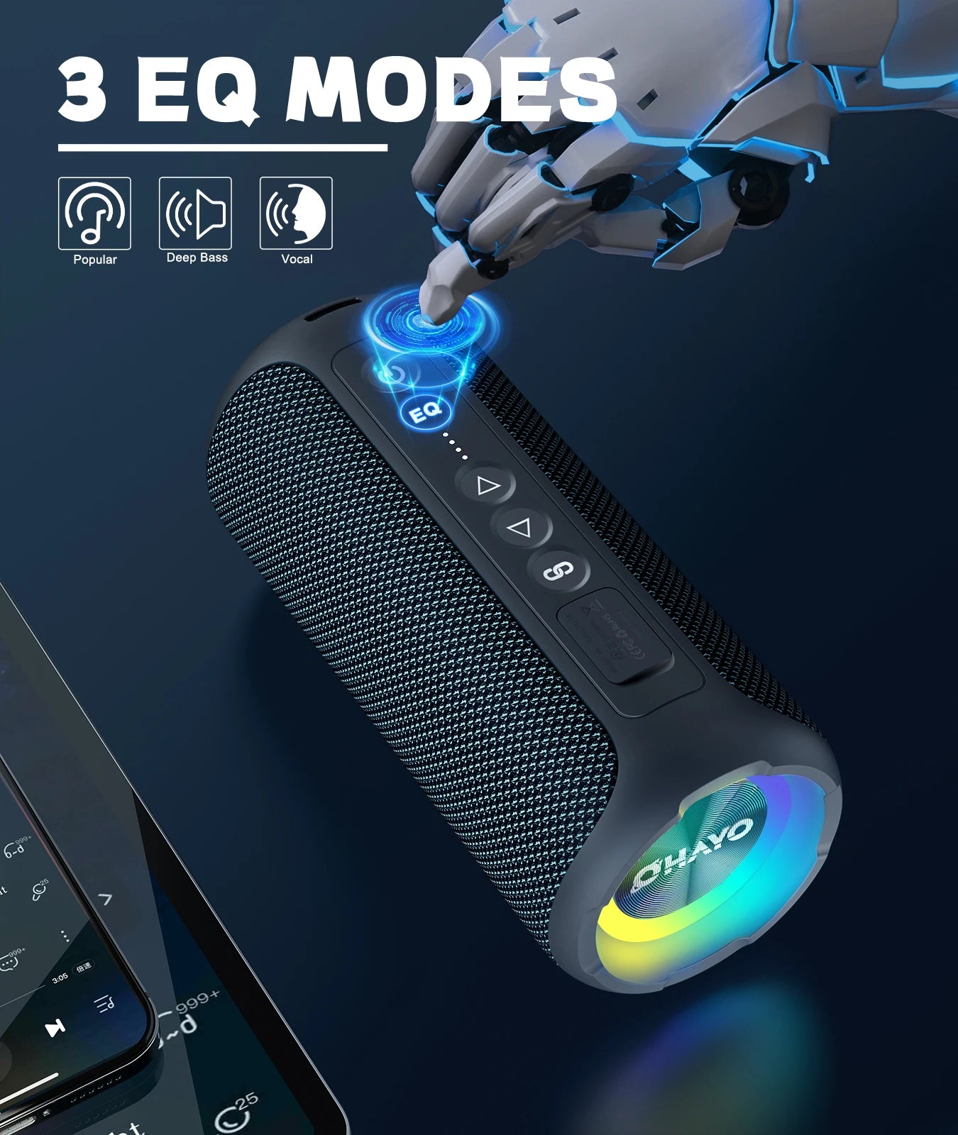Ortizan X8 Pro Bluetooth Speaker – 40W Stereo, IPX7 Waterproof, LED Lights