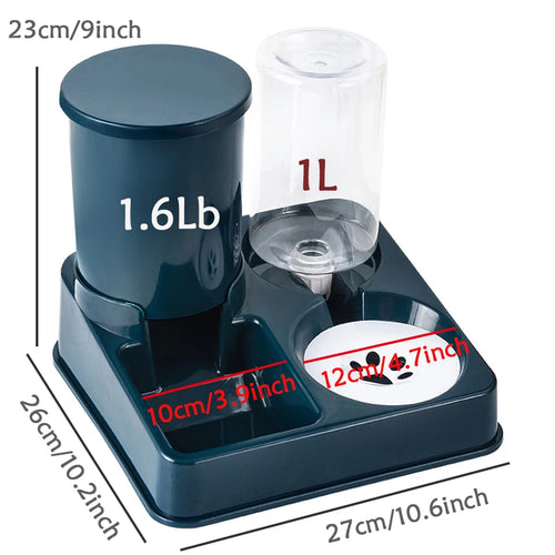 2-in-1 Automatic Pet Feeder & Water Dispenser — Gravity Food & Water Set