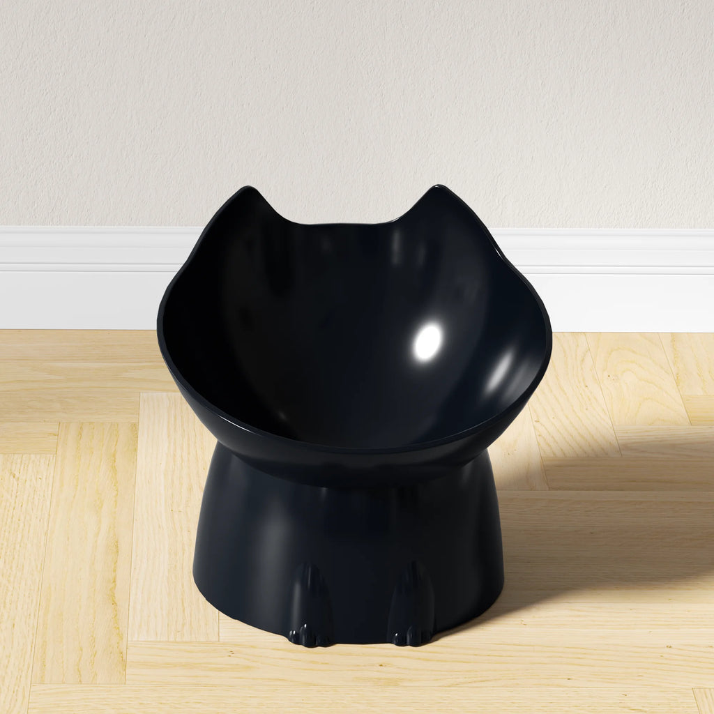 WhiskerWare Elevated Cat Bowl – Anti-Tip Raised Feeding Dish with Tilted Edge
