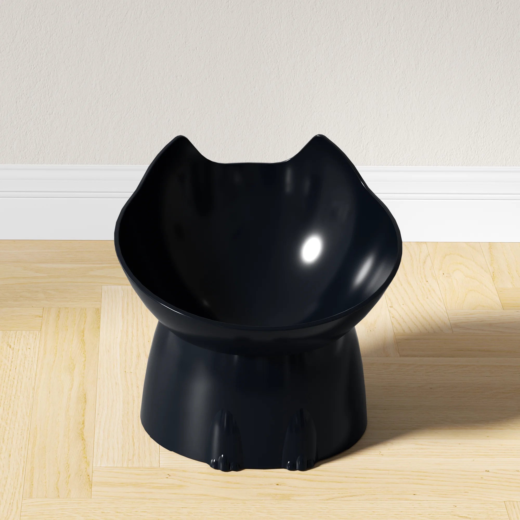 WhiskerWare Elevated Cat Bowl – Anti-Tip Raised Feeding Dish with Tilted Edge